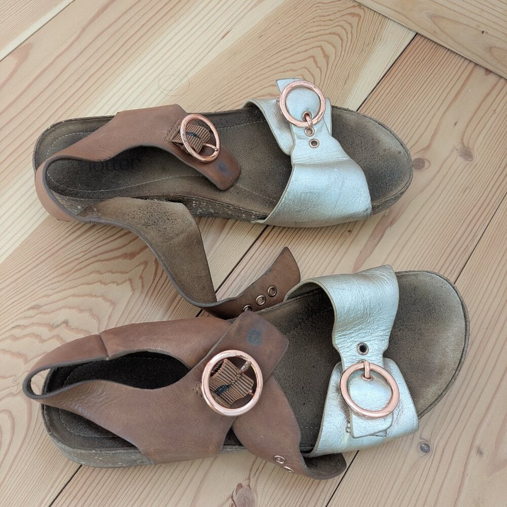 Well worn leather sandals